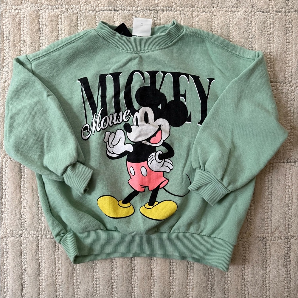 Zara Green Mickey Mouse Sweatshirt